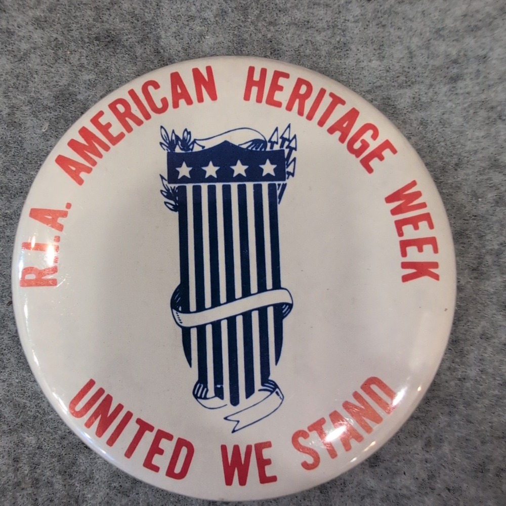 R.I.A. American Heritage Week United We Stand Vintage Pin Rock Island Arsenal - Picture 1 of 2